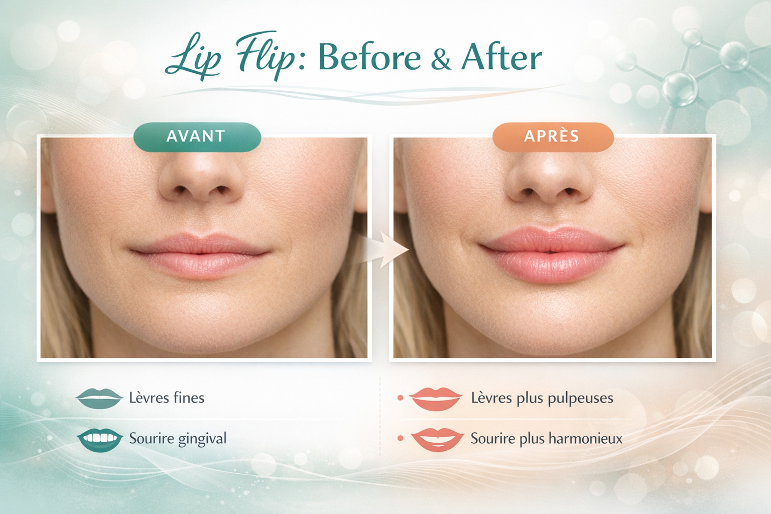 lip flip before and after